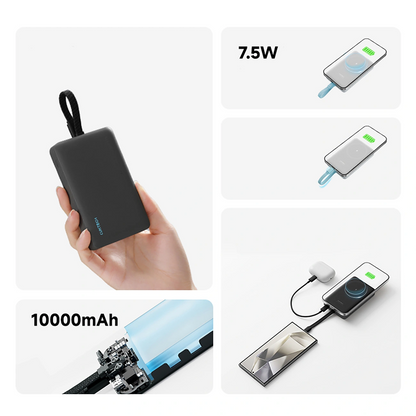 Cuktech CP132ML vezeték nélküli külső akkumulátor, 10000mAh, 22,5W, PD + QI, 2 x USB-C, Fehér