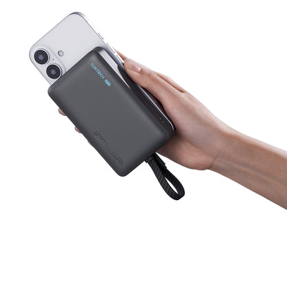 Cuktech WPB100L Wireless External Battery, 10000mAh, 22.5W, PD + FQI, 1 x QI - 2 x USB-C, Black CKWPB100LGLBK