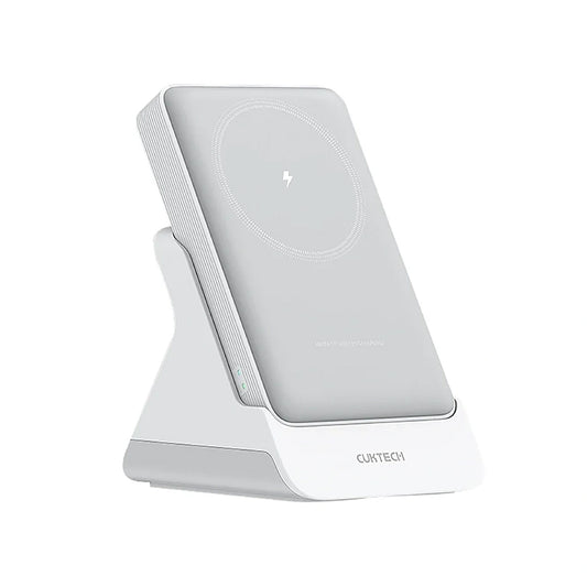 Cuktech WPB100N vezeték nélküli külső akkumulátor, 10000mAh, 20W, PD + FQI, 1 x QI - 1 x USB-C, Fehér CKWPB100NGLGR