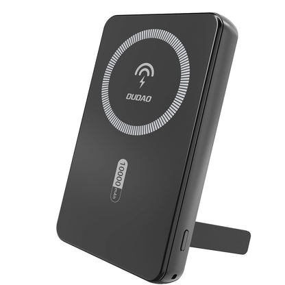 Dudao K14S+ külső vezeték nélküli akkumulátor, 10000mAh, 22.5W, QC + PD + FQI, 1 x QI - 1 x USB-A - 1 x USB-C, Fekete
