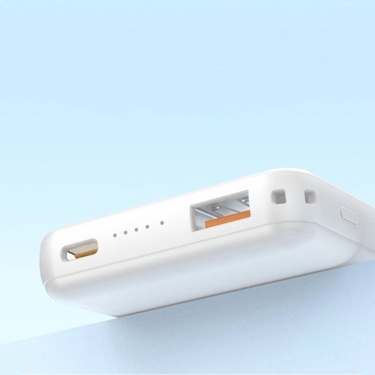 Dudao K14S+ vezeték nélküli külső akkumulátor, 10000mAh, 22.5W, QC + PD + FQI, 1 x QI - 1 x USB-A - 1 x USB-C, Fehér