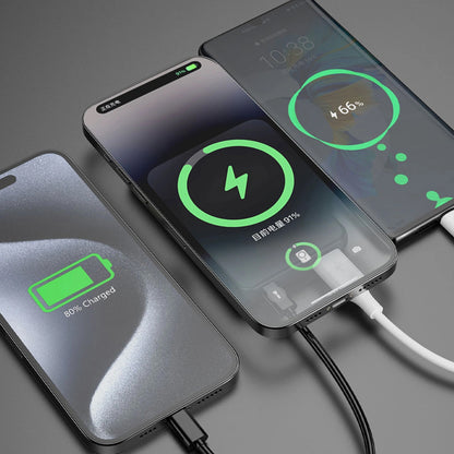 Dudao K14S vezeték nélküli külső akkumulátor, 5000mAh, 20W, QC + PD + FQI, 1 x QI - 1 x USB-A - 1 x USB-C, Fekete