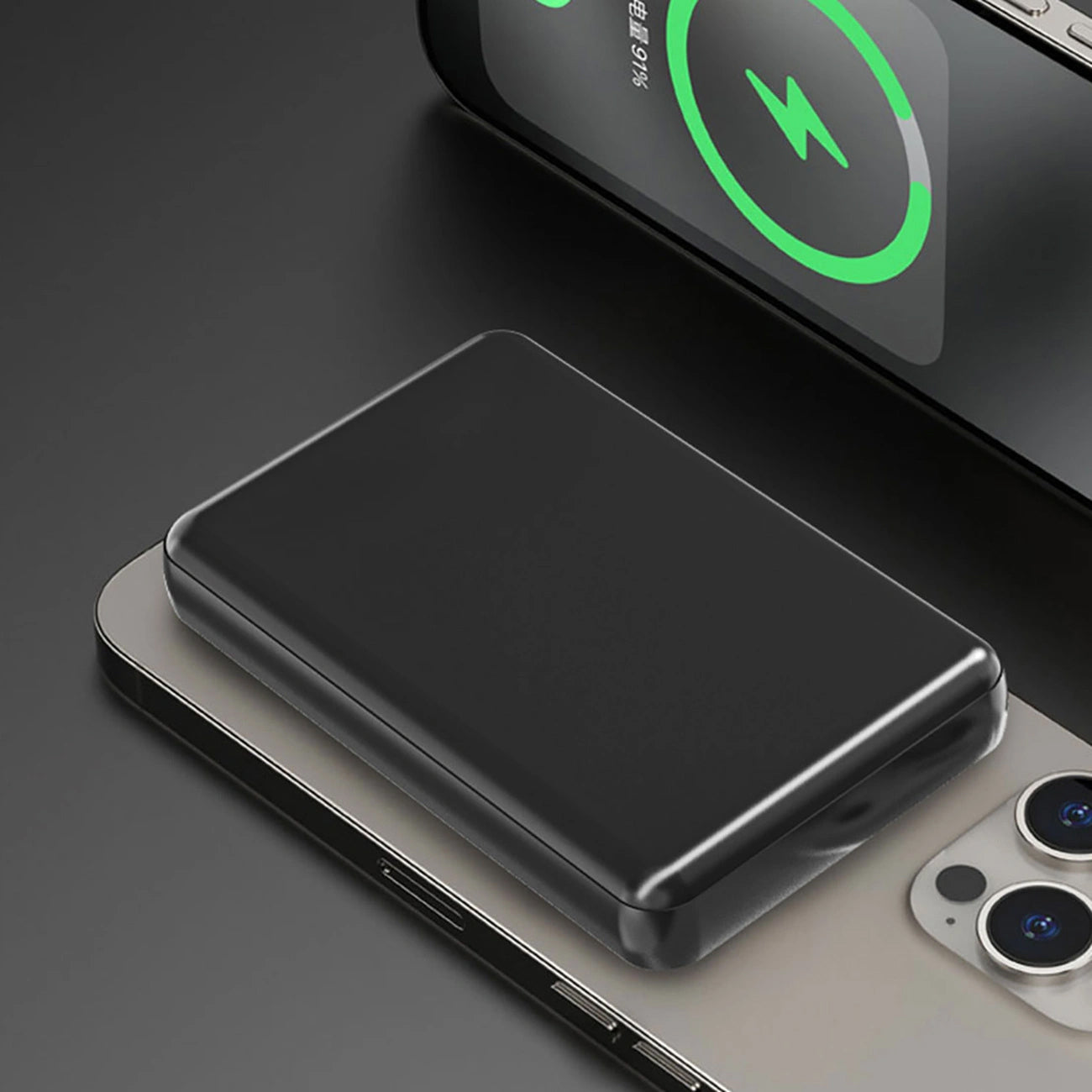 Dudao K14S vezeték nélküli külső akkumulátor, 5000mAh, 20W, QC + PD + FQI, 1 x QI - 1 x USB-A - 1 x USB-C, Fekete