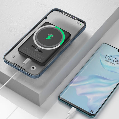 Dudao K14S külső vezeték nélküli akkumulátor, 5000mAh, 10W, PD + QI, 1 x QI - 1 x USB-C, Fekete