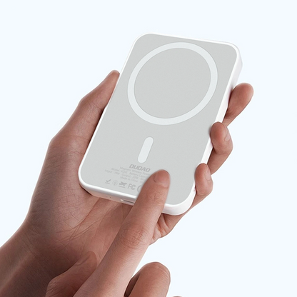 Dudao K26 vezeték nélküli külső akkumulátor, 10000mAh, 20W, PD + FQI, 1 x QI - 1 x USB-C, Fehér