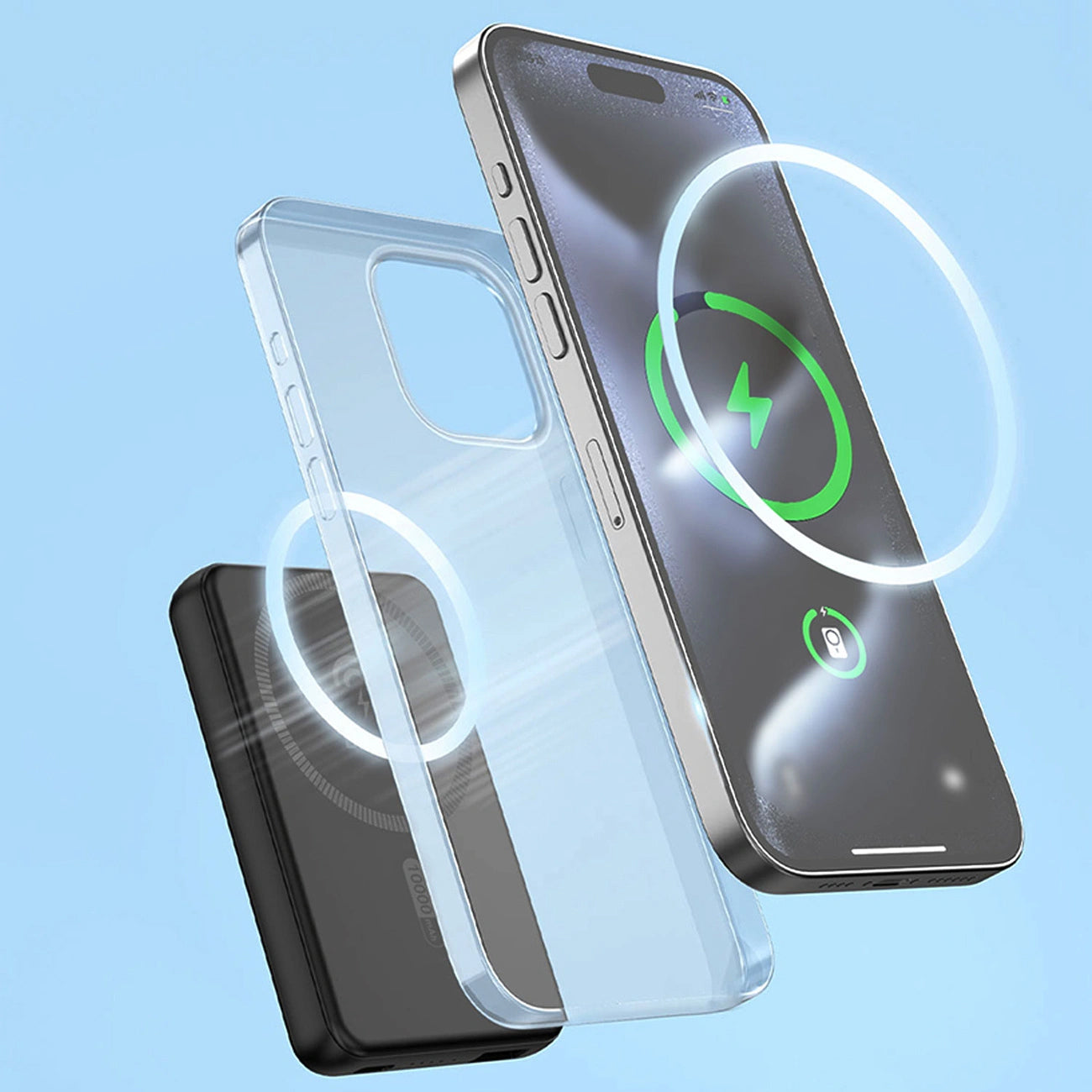 Dudao K14S vezeték nélküli külső akkumulátor, 5000mAh, 20W, QC + PD + FQI, 1 x QI - 1 x USB-A - 1 x USB-C, Fekete