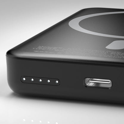 Dudao K14S külső vezeték nélküli akkumulátor, 5000mAh, 10W, PD + QI, 1 x QI - 1 x USB-C, Fekete