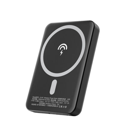 Dudao K14S külső vezeték nélküli akkumulátor, 5000mAh, 10W, PD + QI, 1 x QI - 1 x USB-C, Fekete