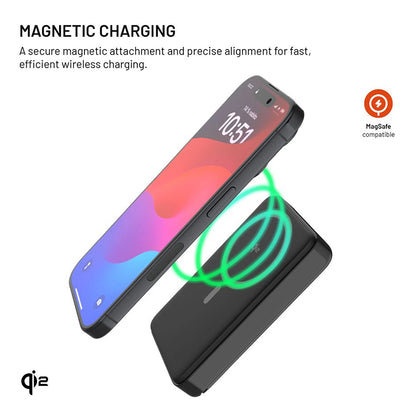 Fixed MagZen 10 Pro vezeték nélküli külső akkumulátor, 10000mAh, 30W, PD + FQI, 1 x QI - 1 x USB-C, Fekete