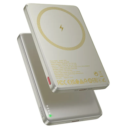 HOCO Q26 vezeték nélküli külső akkumulátor, 5000mAh, 20W, PD + FQI, 1 x QI - 1 x USB-C, narancssárga