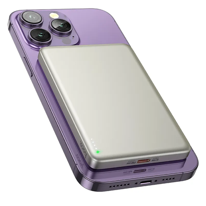 HOCO Q26 vezeték nélküli külső akkumulátor, 5000mAh, 20W, PD + FQI, 1 x QI - 1 x USB-C, narancssárga