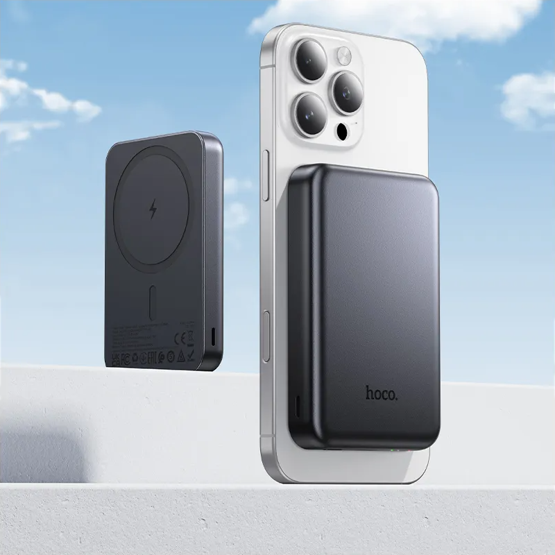 HOCO J160 vezeték nélküli külső akkumulátor, 5000mAh, 10W, 1 x QI - 1 x USB-C, Szürke
