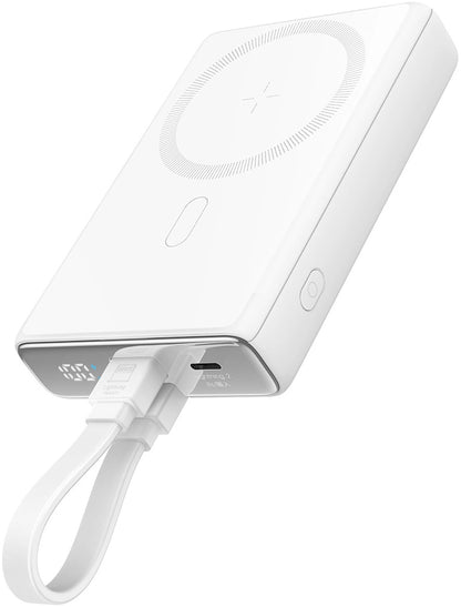 Joyroom JR-PBM01 vezeték nélküli külső akkumulátor, 10000mAh, 20W, QC + PD + FQI, 1 x Lightning - 1 x QI - 1 x USB-C, Fehér