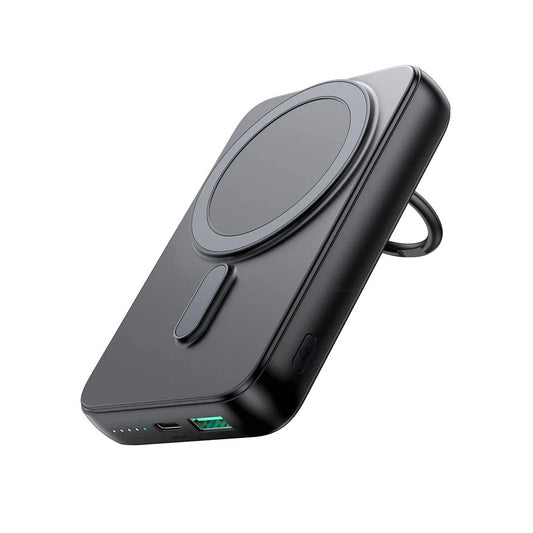 Joyroom JR-W050 vezeték nélküli külső akkumulátor, 10000mAh, 20W, QC + PD + FQI, 1 x QI - 1 x USB-A - 1 x USB-C, Fekete