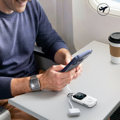 Joyroom JR-W19 vezeték nélküli külső akkumulátor, 5000mAh, 20W, QC + PD, 1 x Lightning - 1 x QI - 2 x USB-C, Fehér