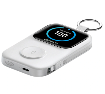 Joyroom JR-W19 vezeték nélküli külső akkumulátor, 5000mAh, 20W, QC + PD, 1 x Lightning - 1 x QI - 2 x USB-C, Fehér