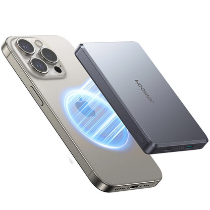 Joyroom JR-PBM08 Pro vezeték nélküli külső akkumulátor, 10000mAh, 20W, PD + FQI, 1 x QI - 1 x USB-C, szürke