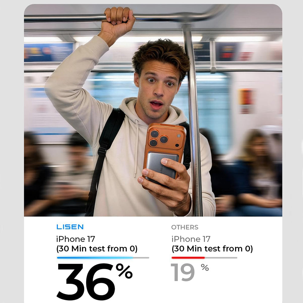 Lisen L601 Pro vezeték nélküli külső akkumulátor, 5000mAh, 22,5W, PD + FQI, 1 x QI - 1 x USB-C, Szürke YL0325090011