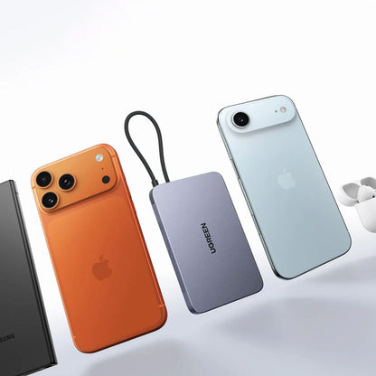 UGREEN PB570 (65839B) vezeték nélküli külső akkumulátor, 10000 mAh, 30 W, PD + FQI, 1 x QI – 2 x USB-C, kék