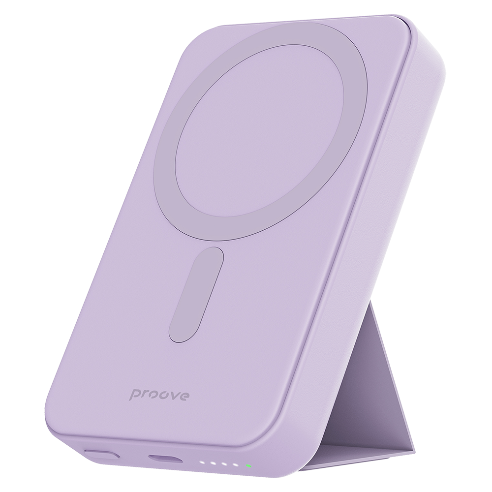 Proove Hyperion vezeték nélküli külső akkumulátor, 10000mAh, 20W, PD + FQI, 1 x QI - 1 x USB-C, Lila