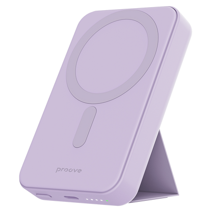 Proove Hyperion vezeték nélküli külső akkumulátor, 10000mAh, 20W, PD + FQI, 1 x QI - 1 x USB-C, Lila