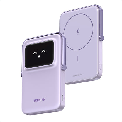 UGREEN PB571 Uno vezeték nélküli külső akkumulátor, 5000mAh, 20W, PD + FQI, 1 x QI - 1 x USB-C, Lila