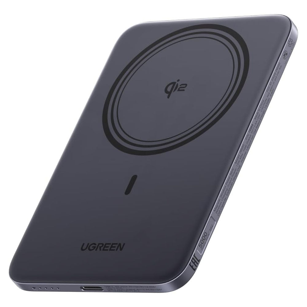 UGREEN PB580 (75984B) vezeték nélküli külső akkumulátor, 5000mAh, 15W, PD + FQI, 1 x QI - 1 x USB-C, Szürke