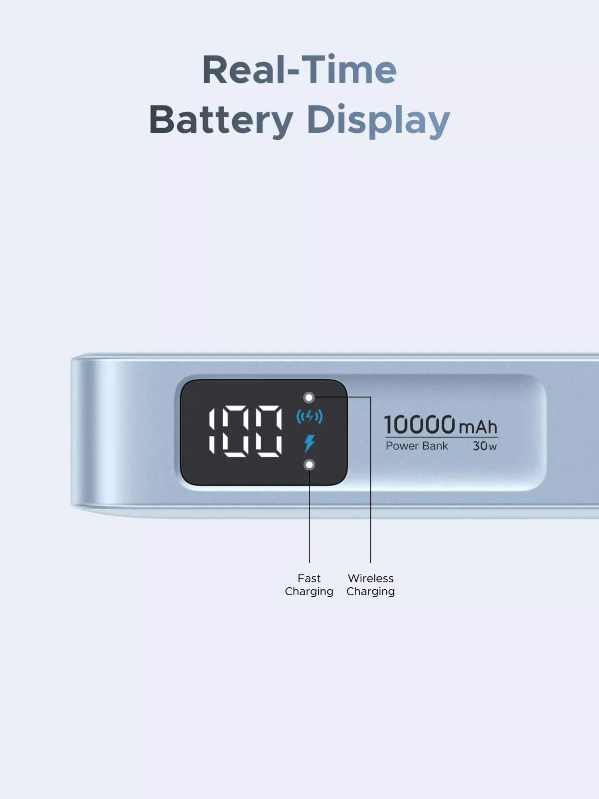 UGREEN MagFlow PB773 vezeték nélküli külső akkumulátor (65958), 10000mAh, 25W, PD + FQI, 1 x QI - 2 x USB-C, Kék