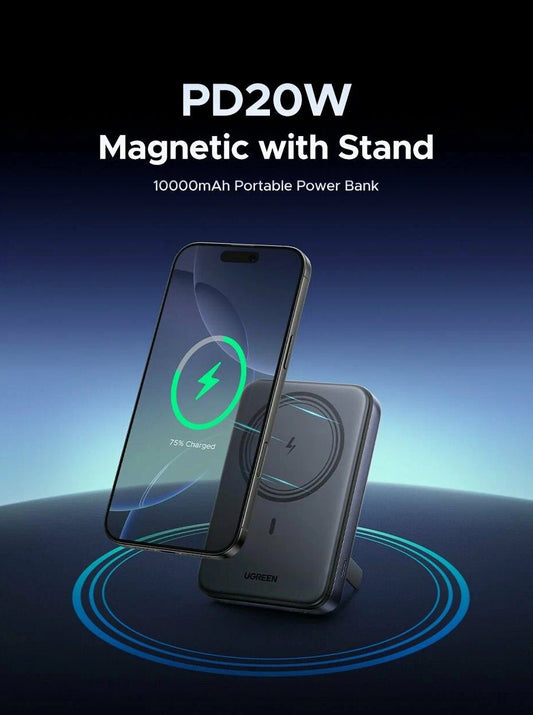 UGREEN PB562 vezeték nélküli külső akkumulátor, 10000mAh, 20W, PD + FQI, 1 x QI - 1 x USB-C, Fekete