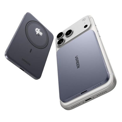 UGREEN PB580 (75984B) vezeték nélküli külső akkumulátor, 5000mAh, 15W, PD + FQI, 1 x QI - 1 x USB-C, Szürke