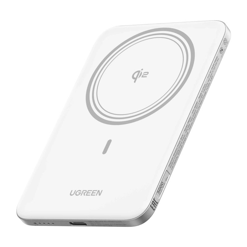 UGREEN PB580 (95931B) vezeték nélküli külső akkumulátor, 5000mAh, 20W, PD + FQI, 1 x QI - 1 x USB-C, fehér
