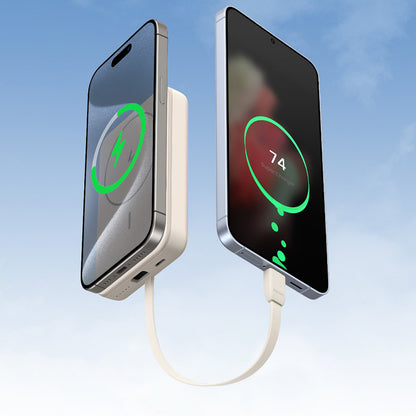 UGREEN PB760 vezeték nélküli külső akkumulátor, 10000mAh, 20W, PD + FQI, 1 x QI - 1 x USB-C, Bézs