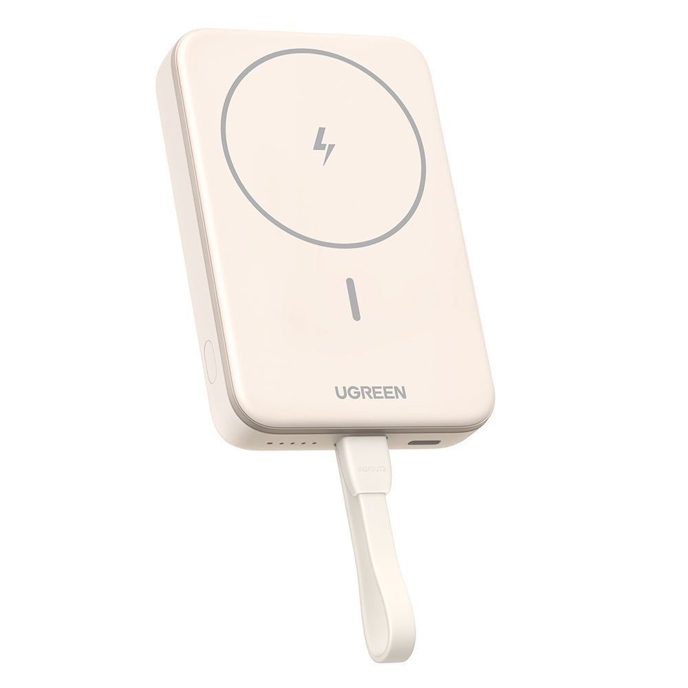 UGREEN PB760 vezeték nélküli külső akkumulátor, 10000mAh, 20W, PD + FQI, 1 x QI - 1 x USB-C, Bézs