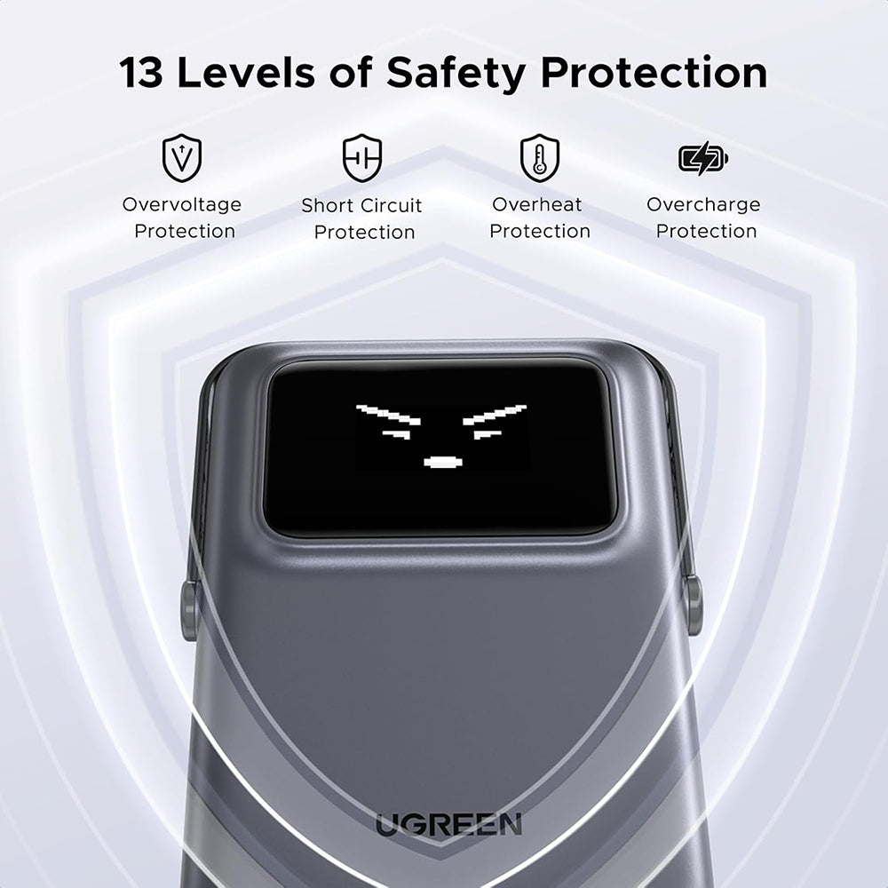 UGREEN PB764 Uno vezeték nélküli külső akkumulátor, 10000mAh, 20W, PD + FQI, 1 x QI - 1 x USB-C, Szürke