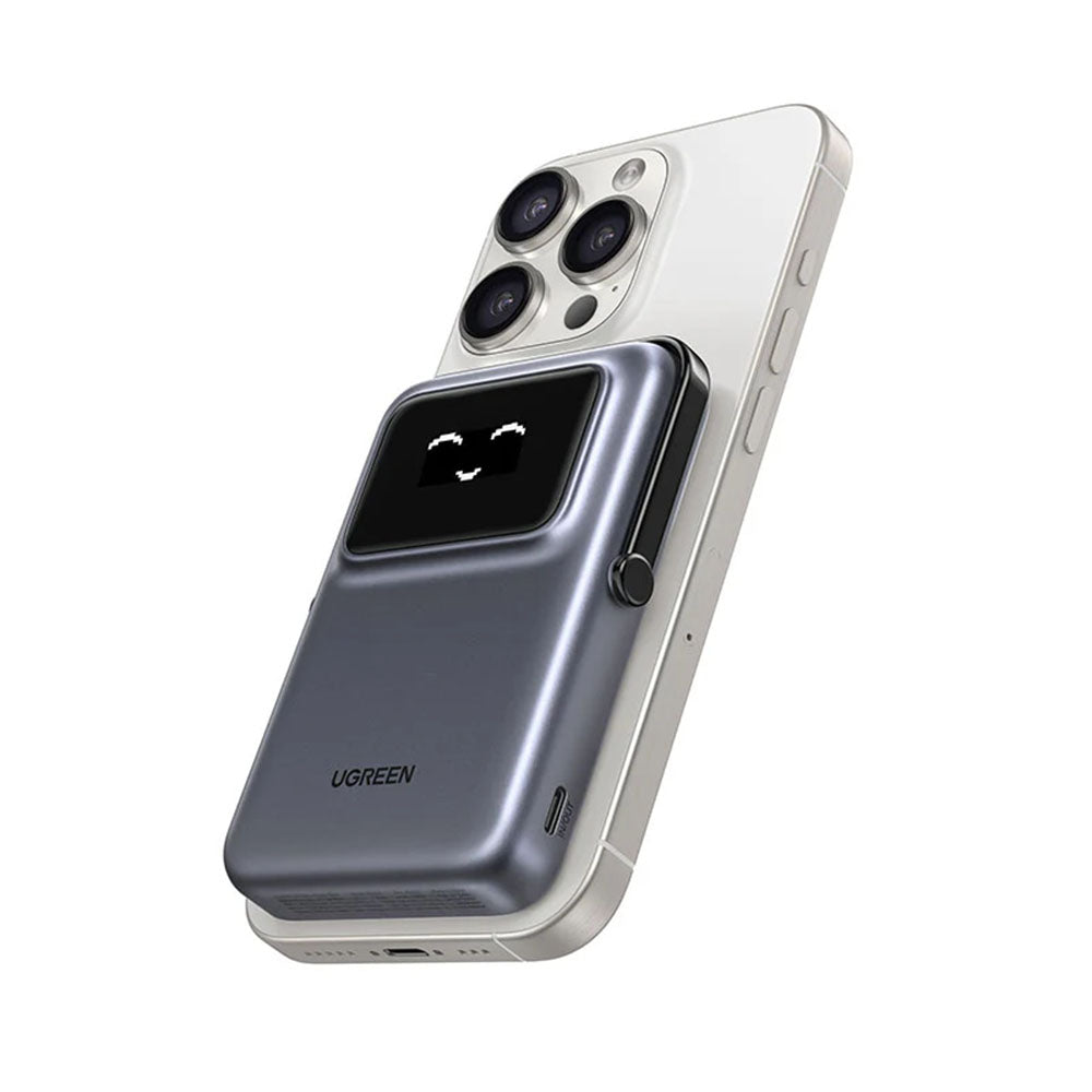 UGREEN PB764 Uno vezeték nélküli külső akkumulátor, 10000mAh, 20W, PD + FQI, 1 x QI - 1 x USB-C, Szürke