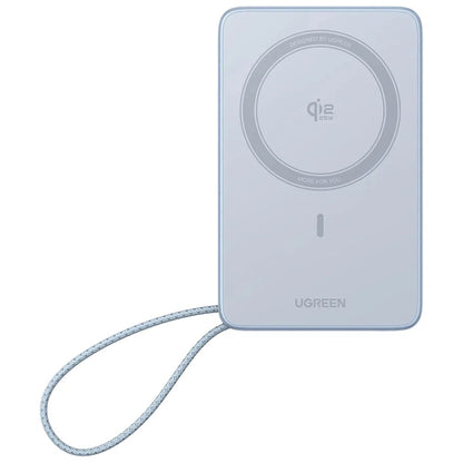 UGREEN MagFlow PB773 vezeték nélküli külső akkumulátor (65958B), 10000mAh, 25W, PD + FQI, 1 x QI - 2 x USB-C, Kék