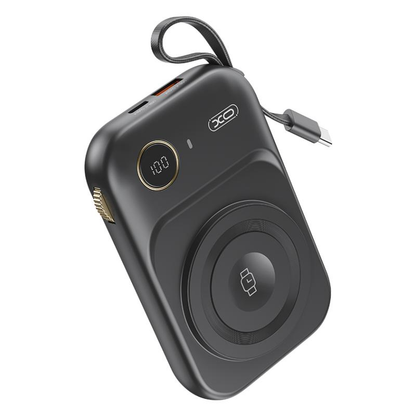 XO Design PR270 vezeték nélküli külső akkumulátor, 10000mAh, 22.5W, QC + PD + QI, 1 x QI - 1 x USB-A - 1 x USB-C, Fekete