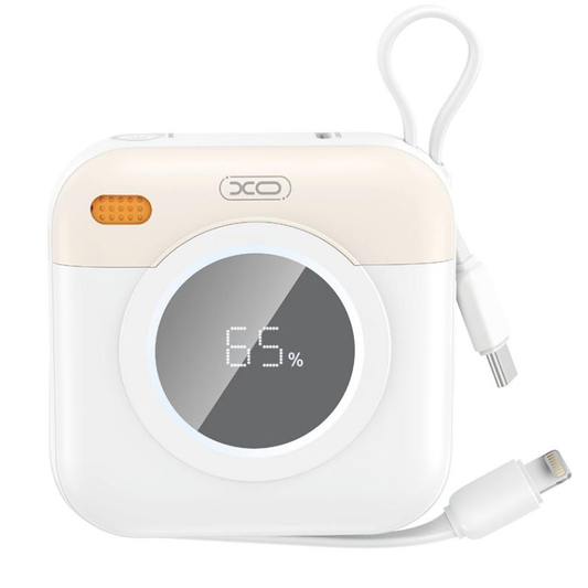 XO Design PR258 külső akkumulátor, 10000mAh, 20W, QC + PD, 1 x Lightning - 1 x USB-C, bézs
