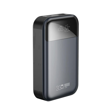 XO Design PR232 külső akkumulátor, 10000mAh, 33W, QC + PD, 1 x USB-A - 1 x USB-C, Fekete