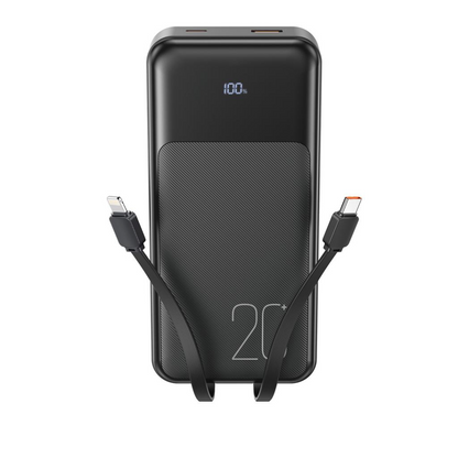 XO Design PR249 külső akkumulátor, 20000mAh, 22.5W, QC + PD, 1 x Lightning - 1 x USB-A - 2 x USB-C, Fekete