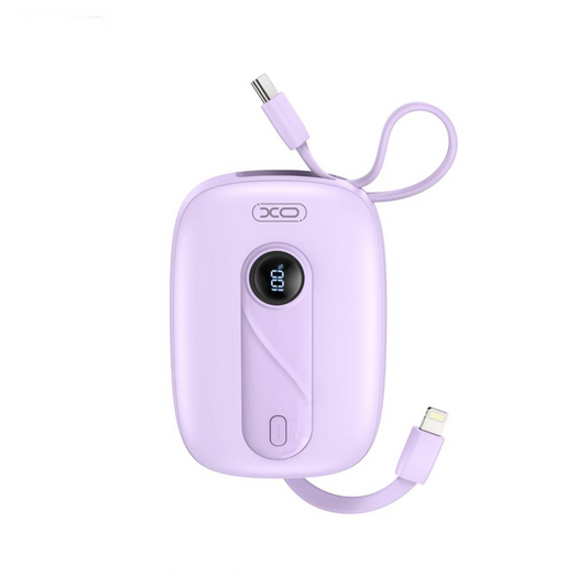 XO Design PR246 külső akkumulátor, 10000mAh, 22.5W, PD, 1 x Lightning - 2 x USB-C, Lila