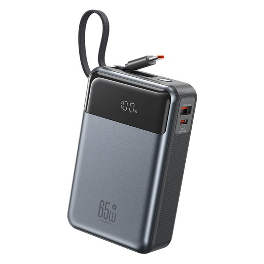 XO Design PR267 külső akkumulátor, 20000mAh, 65W, QC + PD, 1 x USB-A - 2 x USB-C, szürke