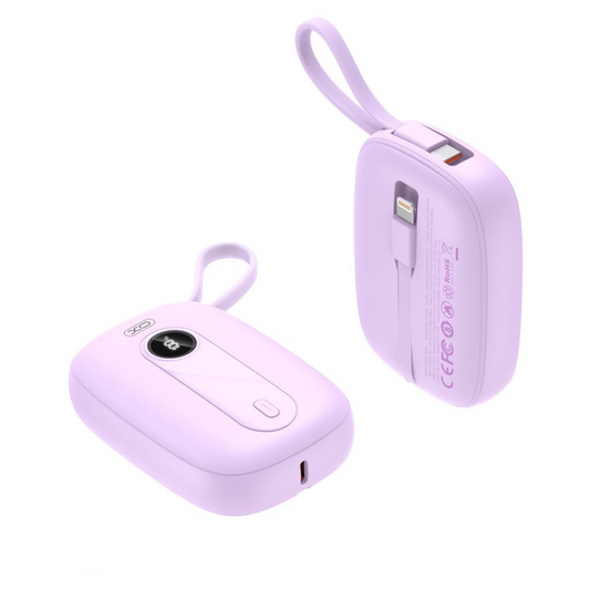 XO Design PR246 külső akkumulátor, 10000mAh, 22.5W, PD, 1 x Lightning - 2 x USB-C, Lila