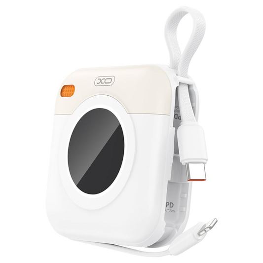 XO Design PR258 külső akkumulátor, 10000mAh, 20W, QC + PD, 1 x Lightning - 1 x USB-C, bézs