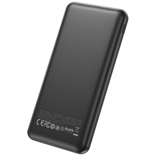 XO Design PB312 külső akkumulátor, 10000mAh, 10W, 2 x USB-A, Fekete