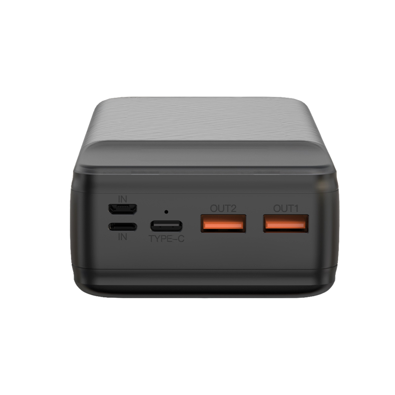 XO Design PR201 külső akkumulátor, 30000mAh, 65W, QC + PD, 1 x USB-C - 2 x USB-A, Fekete