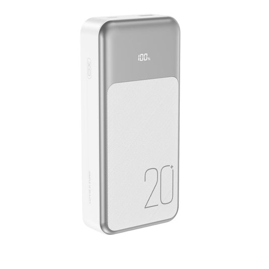 XO Design PR249 külső akkumulátor, 20000mAh, 22.5W, QC + PD, 1 x Lightning - 1 x USB-A - 2 x USB-C, Fehér