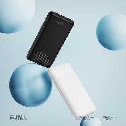 XO Design PB312 külső akkumulátor, 10000mAh, 10W, 2 x USB-A, Fekete