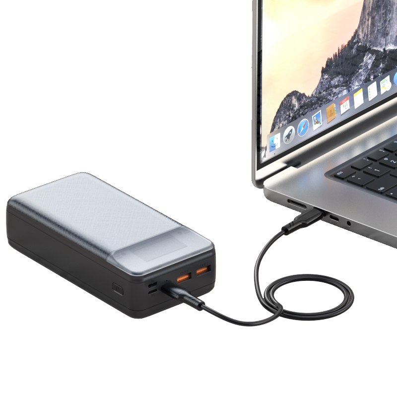 XO Design PR201 külső akkumulátor, 30000mAh, 65W, QC + PD, 1 x USB-C - 2 x USB-A, Fekete