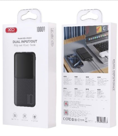 Külső akkumulátor XO Design PR251, 10000mAh, 10W, 2 x USB-A, Fekete